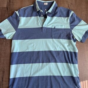 Johnnie-O Hanging Out Men’s Striped Polo Shirt Large Blue